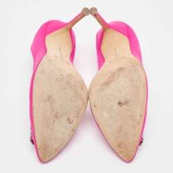 Pre Owned Manolo Blahnik Pink Satin Hangisi Pumps Size 39