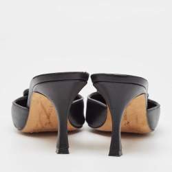 Manolo Blahnik Black Leather  MaySale Mules Size 37 