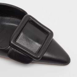 Manolo Blahnik Black Leather  MaySale Mules Size 37 