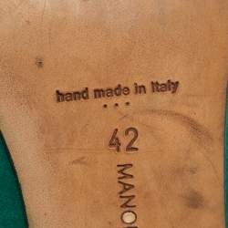 Pre Owned Manolo Blahnik Green Satin Hangisi Pumps Size 42