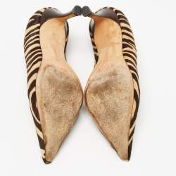 Pre Owned Manolo Blahnik Beige/Brown  Animal Print Calf hair Pumps Size 37