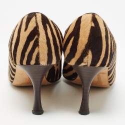 Pre Owned Manolo Blahnik Beige/Brown  Animal Print Calf hair Pumps Size 37