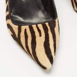 Pre Owned Manolo Blahnik Beige/Brown  Animal Print Calf hair Pumps Size 37