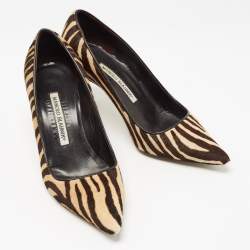 Pre Owned Manolo Blahnik Beige/Brown  Animal Print Calf hair Pumps Size 37