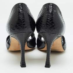 Pre Owned Manolo Blahnik Black Watersnake Blanchido Pumps Size 36.5