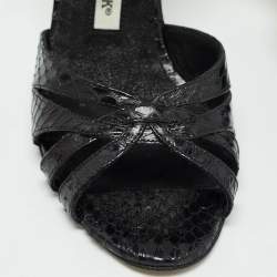 Pre Owned Manolo Blahnik Black Watersnake Blanchido Pumps Size 36.5