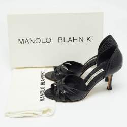 Pre Owned Manolo Blahnik Black Watersnake Blanchido Pumps Size 36.5