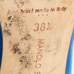 Pre Owned Manolo Blahnik Blue Satin Hangisi Pumps Size 38.5