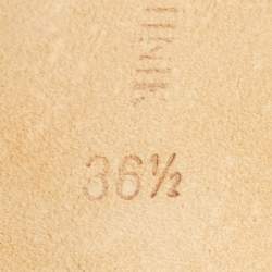 Pre Owned Manolo Blahnik Navy Blue Leather Open Toe Pumps Size 36.5