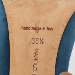 Pre Owned Manolo Blahnik Blue Satin Hangisi Pumps Size 38.5