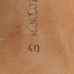 Manolo Blahnik Beige Lizard Leather Open Toe Strappy Sandals Size 40