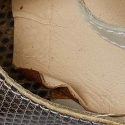 Manolo Blahnik Beige Lizard Leather Open Toe Strappy Sandals Size 40