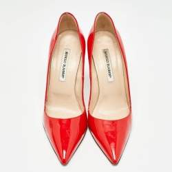 Manolo Blahnik Red Patent Leather Pointed Toe Pumps Size 40