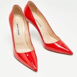 Manolo Blahnik Red Patent Leather Pointed Toe Pumps Size 40