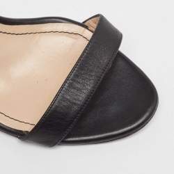 Pre Owned Manolo Blahnik Black Leather Ankle Strap Sandals Size 37