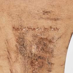 Pre Owned Manolo Blahnik Black Leather Ankle Strap Sandals Size 37