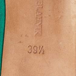 Manolo Blahnik Green Satin Hangisi Ballet Flats Size 39.5