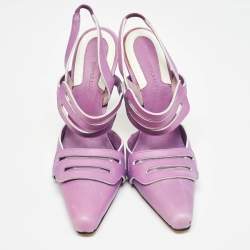 Pre Owned Manolo Blahnik Purple Leather Slingback Pumps Size 39