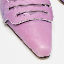 Pre Owned Manolo Blahnik Purple Leather Slingback Pumps Size 39