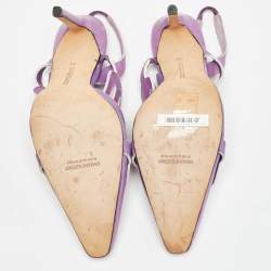 Pre Owned Manolo Blahnik Purple Leather Slingback Pumps Size 39