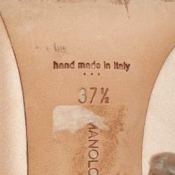 Pre Owned Manolo Blahnik Beige Satin Hangisi Pumps Size 37.5