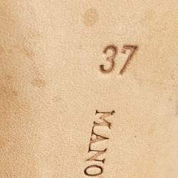 Pre Owned Manolo Blahnik White Leather Lara Tie Pumps Size 37