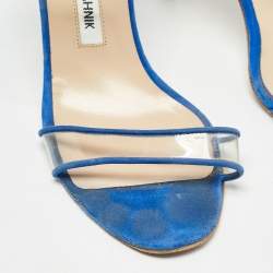 Manolo Blahnik Blue/Transperent PVC and Suede Mary Jane  Pumps  Size 36.5