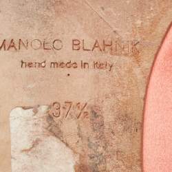 Pre Owned Manolo Blahnik Pink Satin Hangisi Ballet Flats Size 37.5