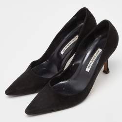 Pre Owned Manolo Blahnik Black Suede Pointed Toe Pumps Size 41.5