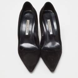 Pre Owned Manolo Blahnik Black Suede Pointed Toe Pumps Size 41.5