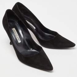 Pre Owned Manolo Blahnik Black Suede Pointed Toe Pumps Size 41.5