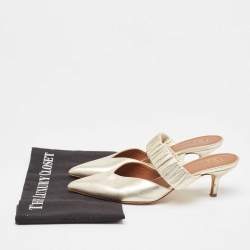 Manolo Blahnik Gold Leather Mules Size 38.5 