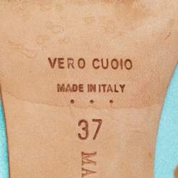 Pre Owned Manolo Blahnik Blue Satin Hangisi Pumps Size 37