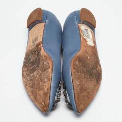 Manolo Blahnik Blue Satin Hangisi Ballet Flats Size 37