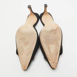 Manolo Blahnik Black Fabric Maysale Mules Size 40