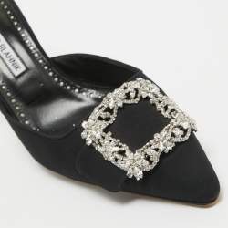 Manolo Blahnik Black Fabric Maysale Mules Size 40