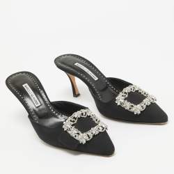 Manolo Blahnik Black Fabric Maysale Mules Size 40