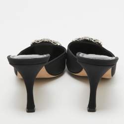 Manolo Blahnik Black Fabric Maysale Mules Size 40