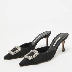 Manolo Blahnik Black Fabric Maysale Mules Size 40