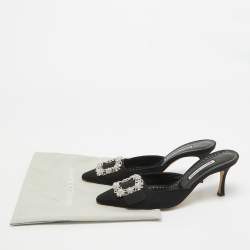 Manolo Blahnik Black Fabric Maysale Mules Size 40