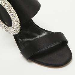 Manolo Blahnik Black Satin Fibiona Slide Sandals Size 40