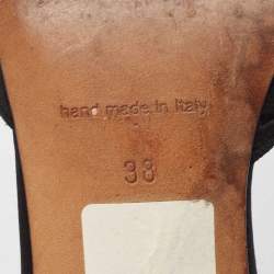 Pre Owned Manolo Blahnik Black Lace and Mesh Crystal Borli Mules Size 38