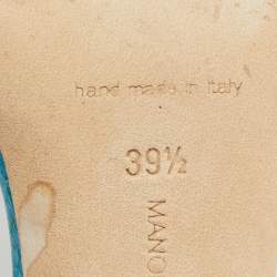 Pre Owned Manolo Blahnik Blue Python Slingback Sandals Size 39.5