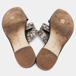 Manolo Blahnik Beige/Brown Python Leather Strappy Flat Sandals Size 40