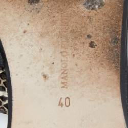 Manolo Blahnik Beige/Brown Python Leather Strappy Flat Sandals Size 40
