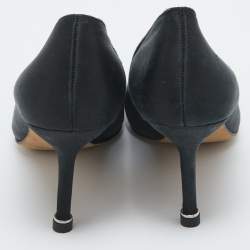 Pre Owned Manolo Blahnik Black Satin Hangisi Pumps Size 39