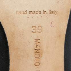 Pre Owned Manolo Blahnik Black Satin Hangisi Pumps Size 39