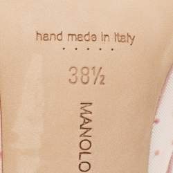 Pre Owned Manolo Blahnik Pink Mesh and Satin Bbla Pointed Toe Pumps Size 38.5