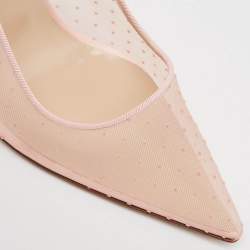 Pre Owned Manolo Blahnik Pink Mesh and Satin Bbla Pointed Toe Pumps Size 38.5