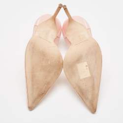 Pre Owned Manolo Blahnik Pink Mesh and Satin Bbla Pointed Toe Pumps Size 38.5